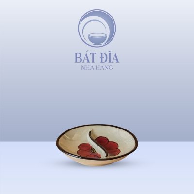 Gia Vị Oval 2 Ngăn Men Kem Hoa Sứ Đỏ