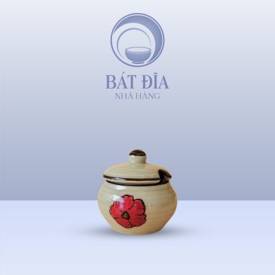 Hũ Gia Vị Men Kem Hoa Sứ Đỏ