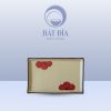 Khay Chữ Nhật Men Kem Hoa Sứ Đỏ
