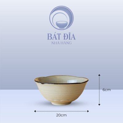 Kích thước Tô Hoa Men Kem Hoa Sứ Đỏ